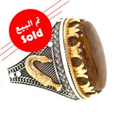 خاتم عقيق جلد الحية الطبيعي النادر Agate نوادر العقيق