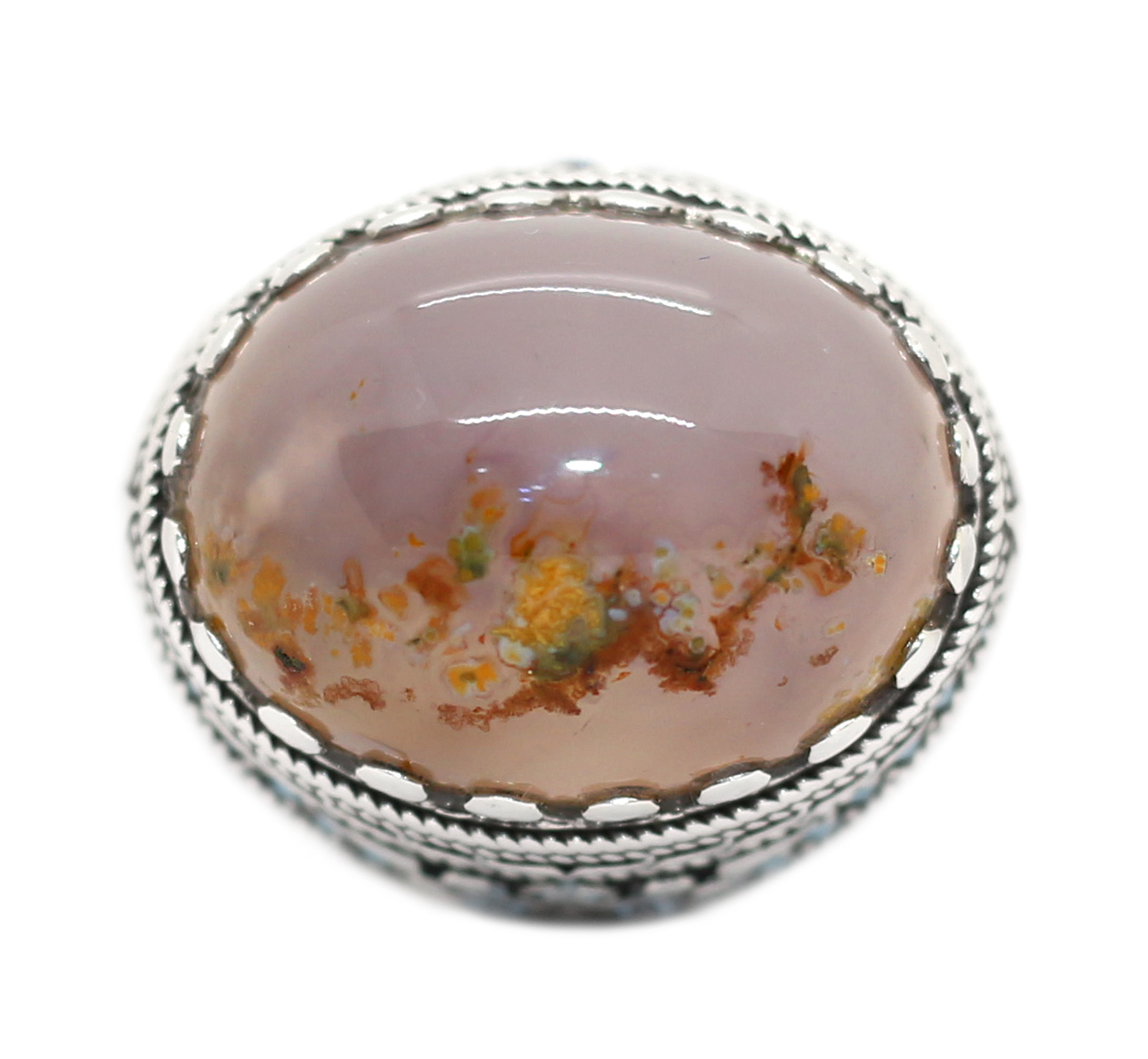 خاتم عقيق شجري طبيعي Agate مصور اسم محمد