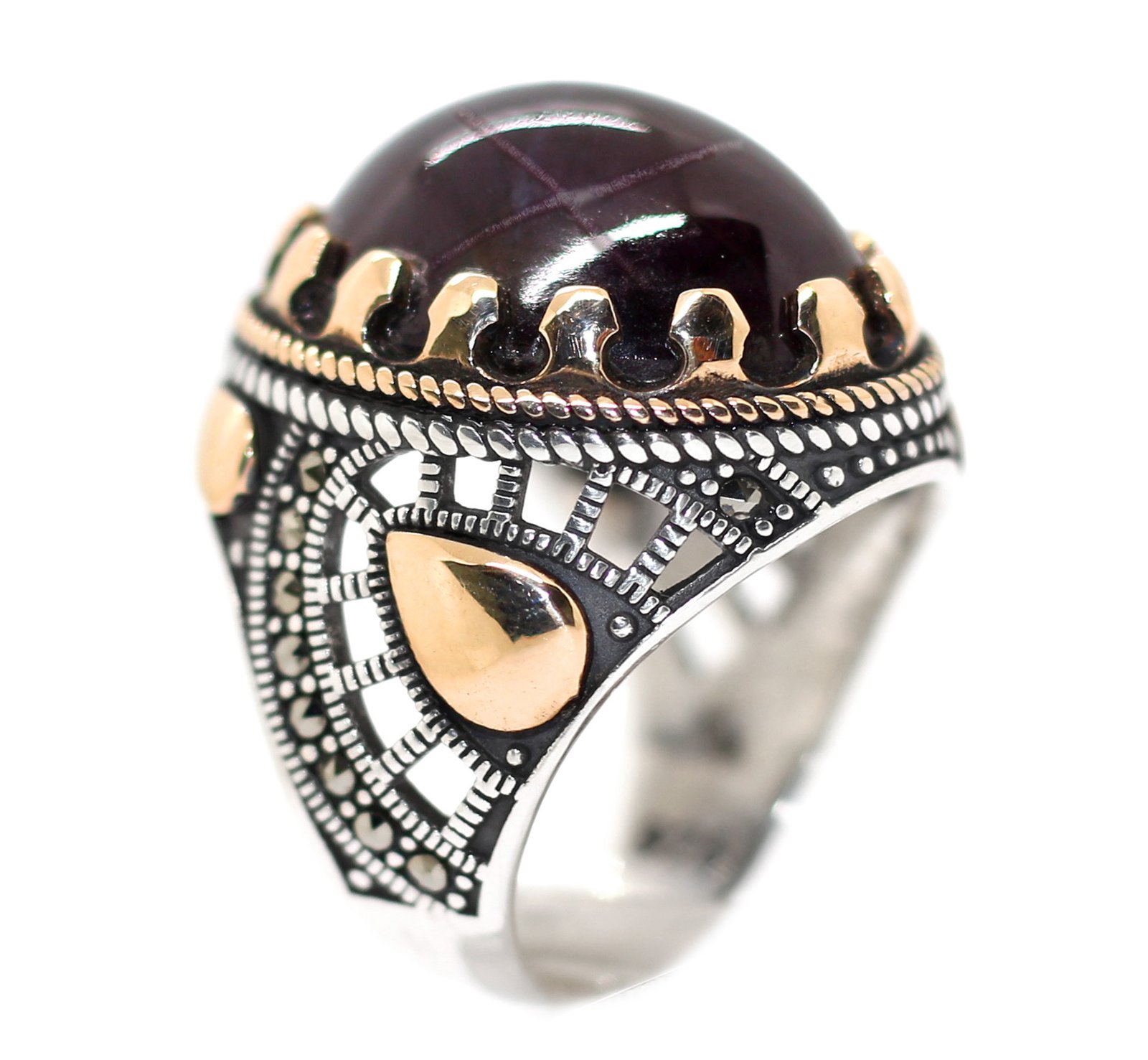 خاتم جارنيت احمر نجمي طبيعي Garnet Star حجر الطاقات الجنسية