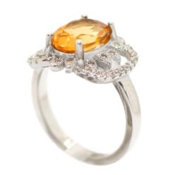 خاتم سترين ذهبي طبيعي Citrine حجر الثروة والمال